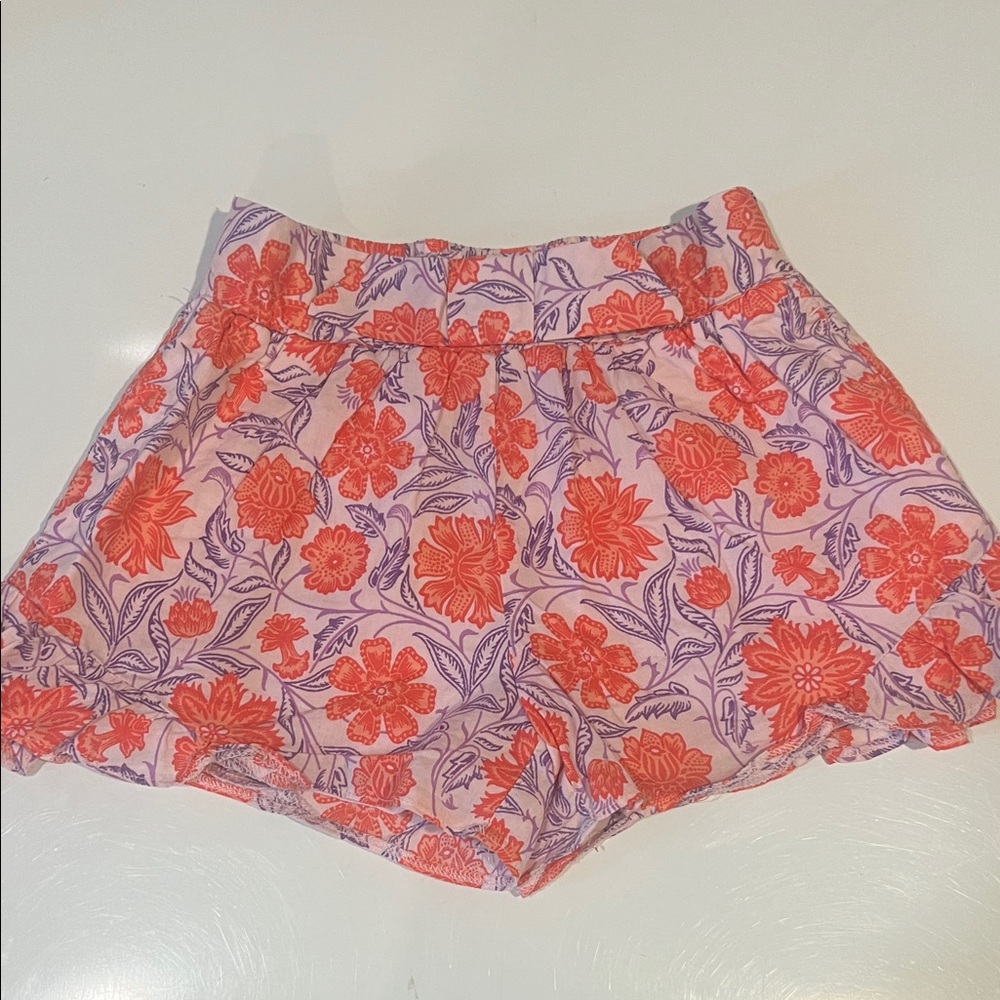 Janie and Jack Floral High Waist Shorts - Pink and Orange size 7